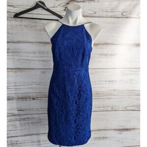J. Crew Lydia Dress Leaver's Lace Sz 4 Bridesmaid Wedding Navy Sheath Midi